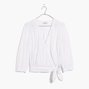 Madewell Wrap Top in Eyelet White